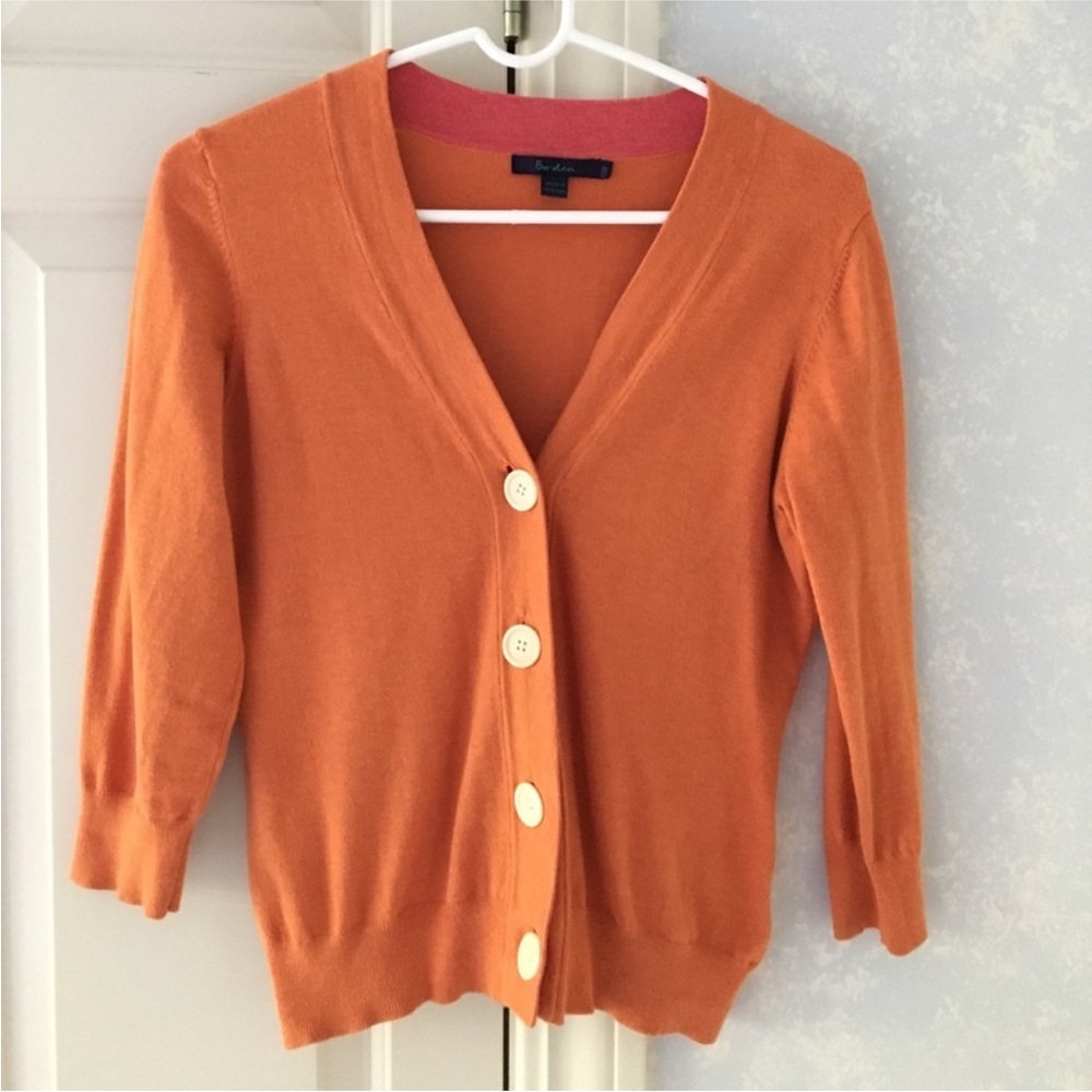 Boden Orange Cardigan Sweater